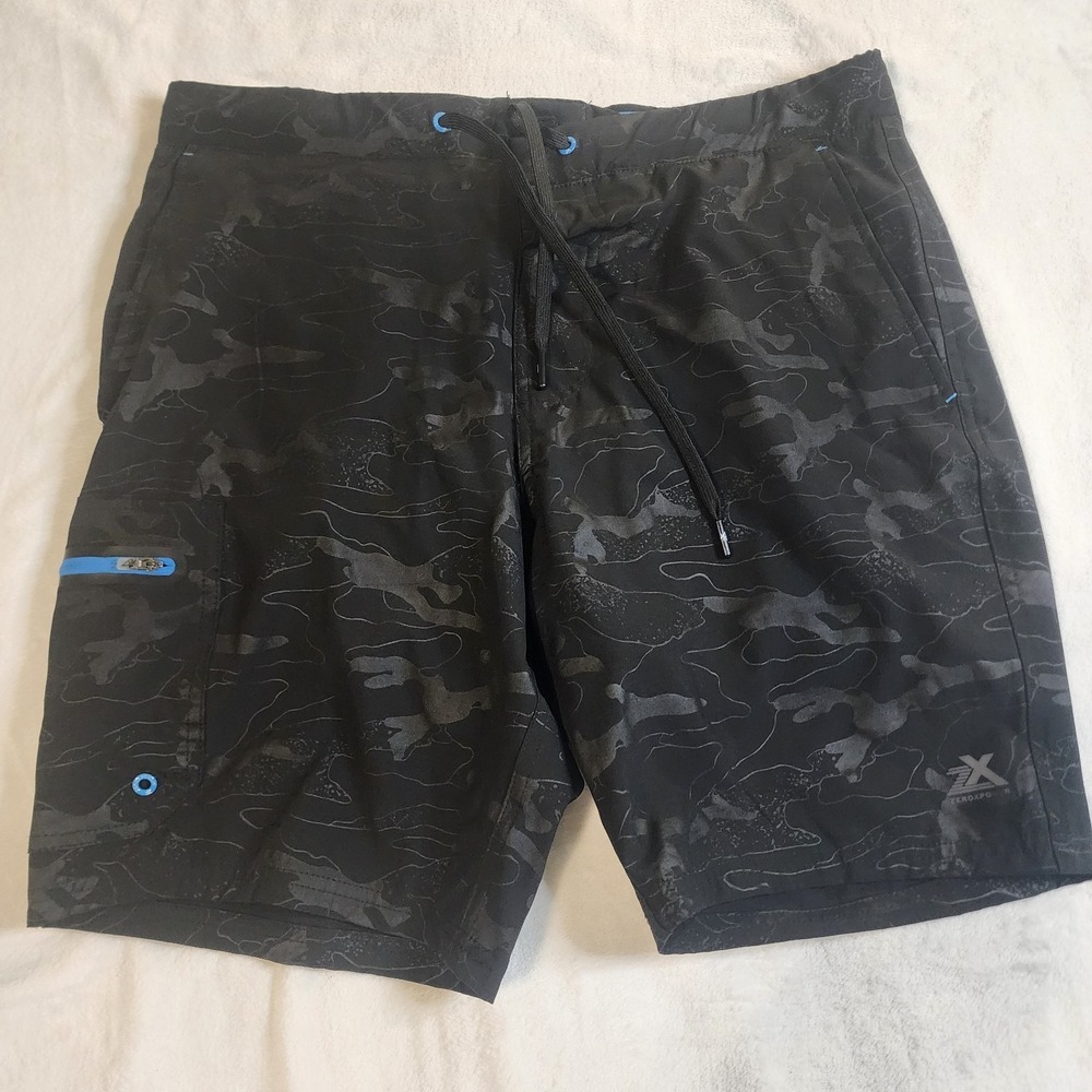 ZeroXposur Mens Swim Trunks UPF 50+ Black Camo Board Shorts Medium, NWT